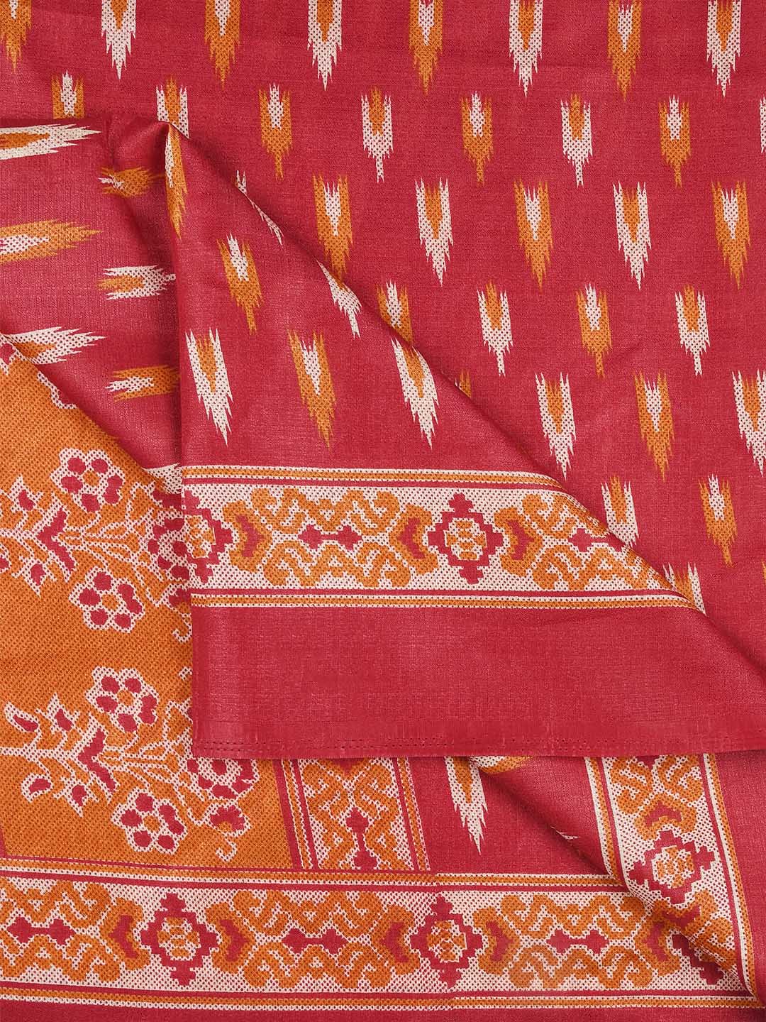 Printed Red Art Silk Dupatta freeshipping - Dupatta Bazaar