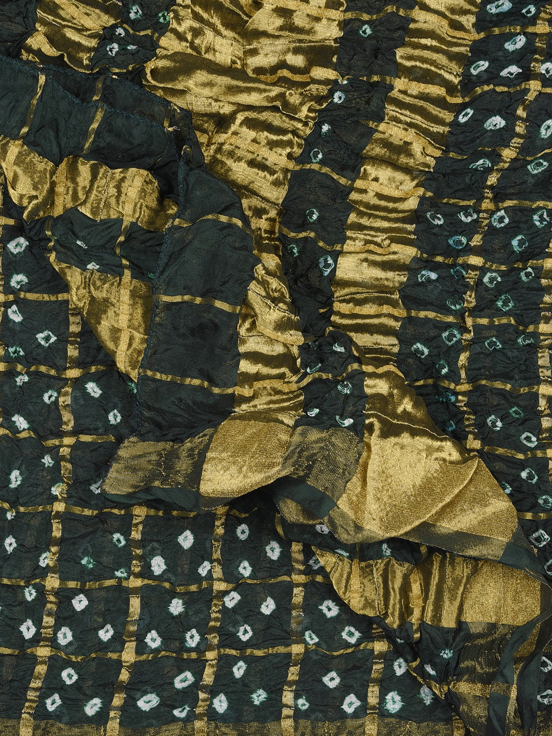 Dupatta Bazaar Woman's Green  & Gold Bandhini Silk Dupatta - Dupatta Bazaar