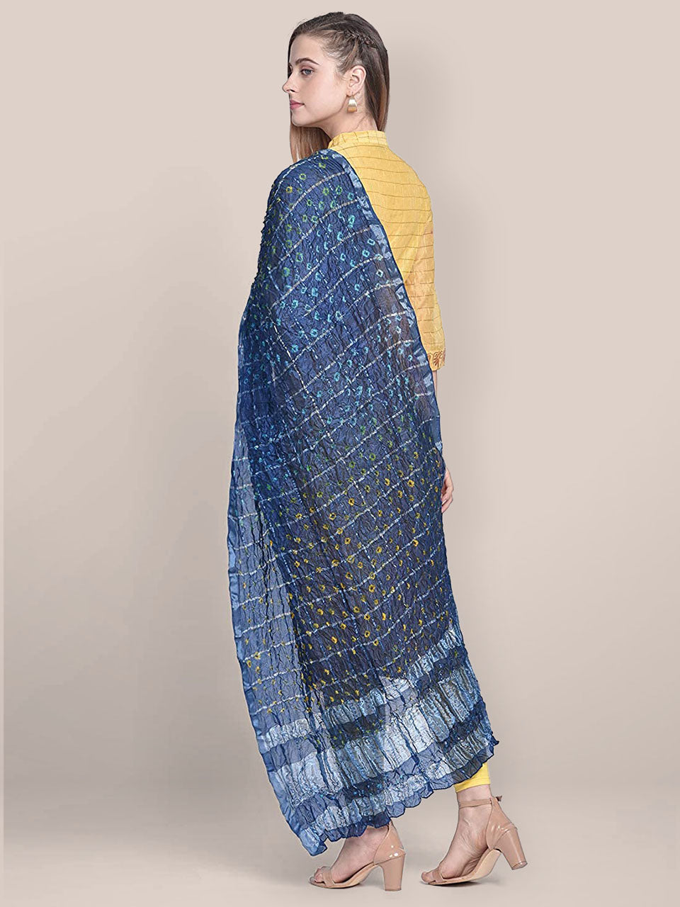 Blue Bandhini Silk Dupatta freeshipping - Dupatta Bazaar