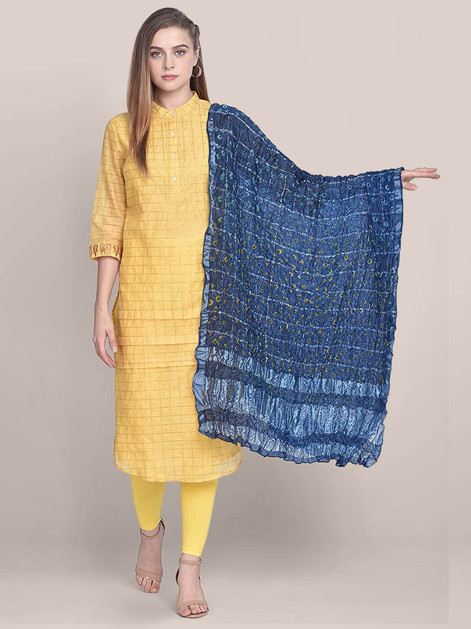 Blue Bandhini Silk Dupatta freeshipping - Dupatta Bazaar