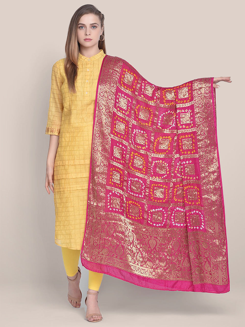 Silk Pink Gharchola  Bandhini Dupatta freeshipping - Dupatta Bazaar