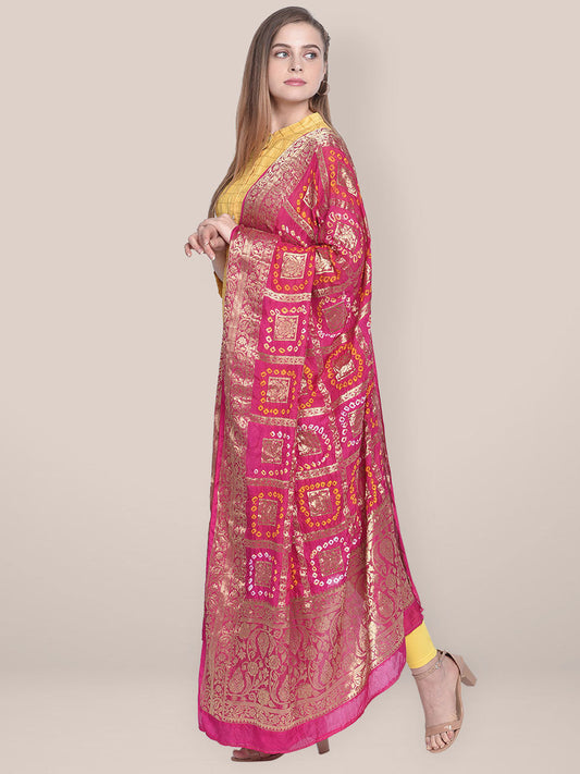 Silk Pink Gharchola  Bandhini Dupatta freeshipping - Dupatta Bazaar