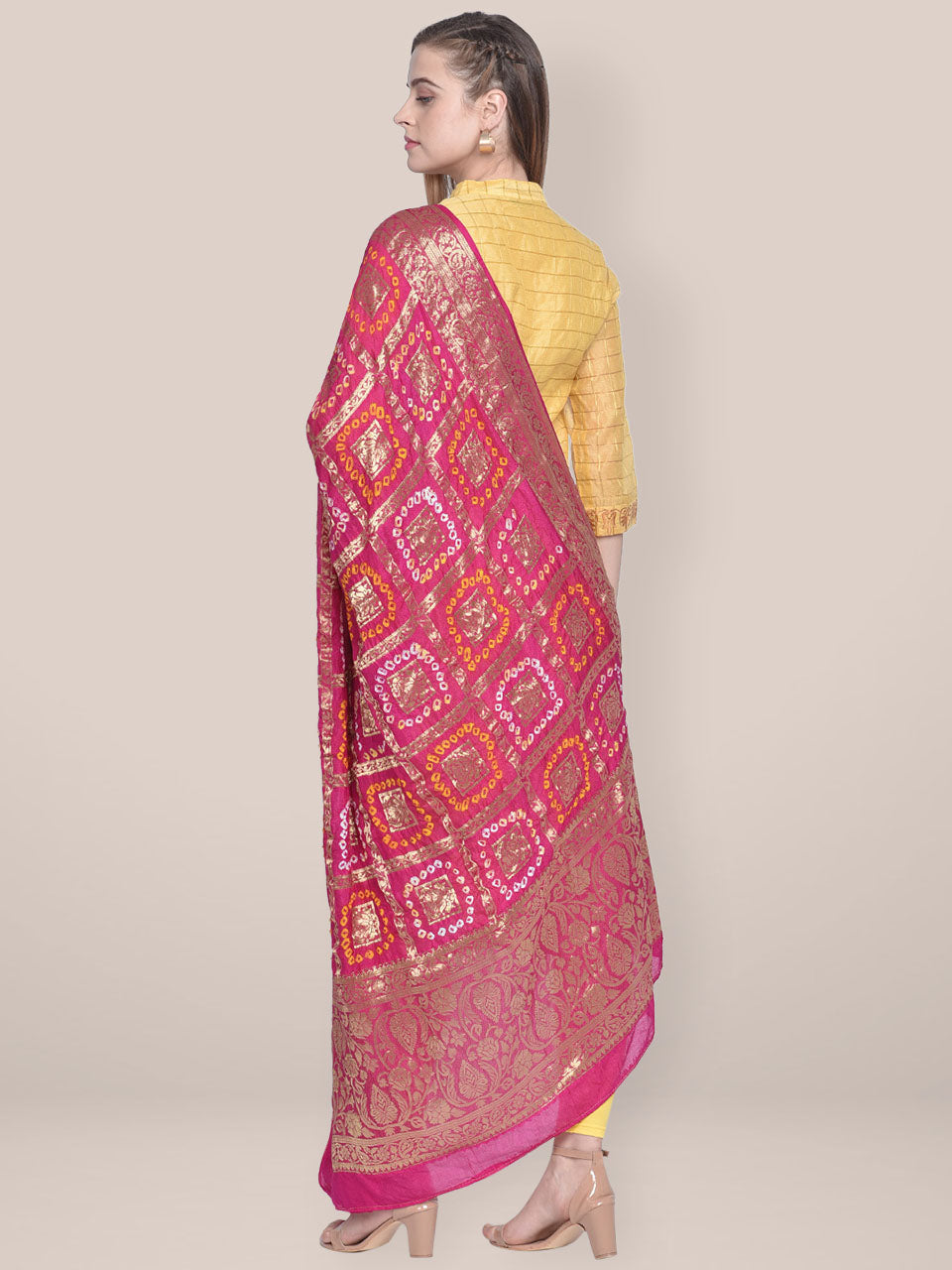 Silk Pink Gharchola  Bandhini Dupatta freeshipping - Dupatta Bazaar