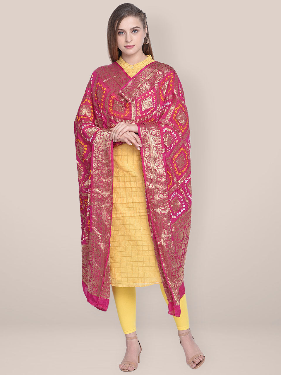 Silk Pink Gharchola  Bandhini Dupatta freeshipping - Dupatta Bazaar