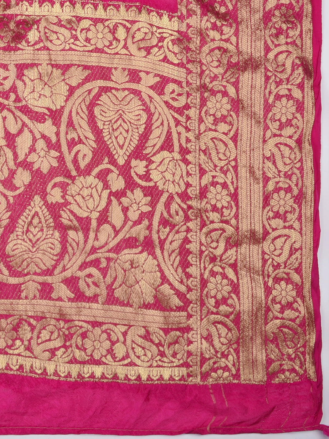 Dupatta Bazaar Woman's Pink Gharchola Style Bandhini Dupatta on Banarasi Silk - Dupatta Bazaar