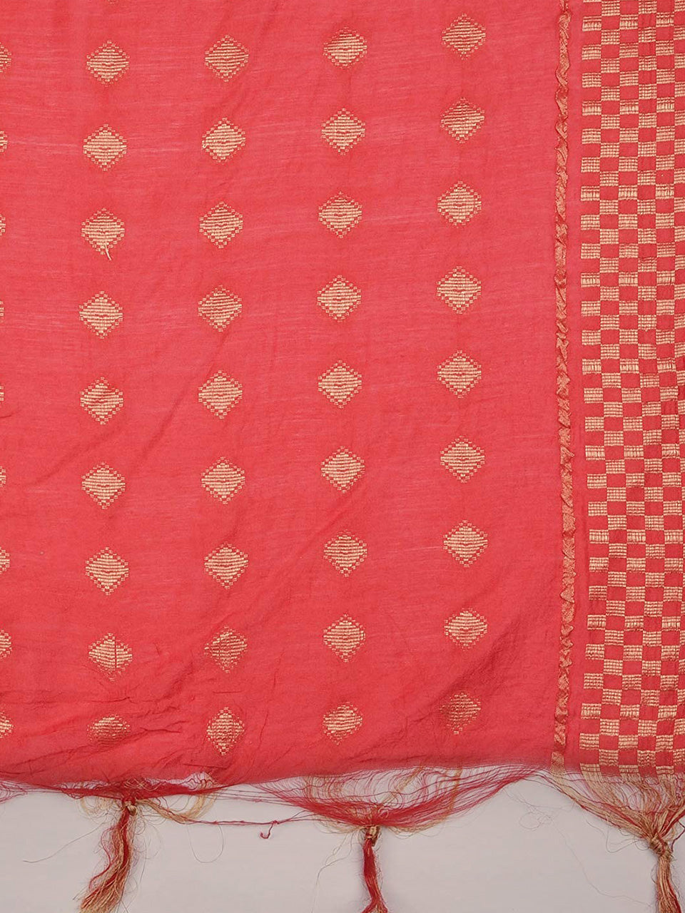 Red Woven Banarasi Cotton Silk Dupatta freeshipping - Dupatta Bazaar