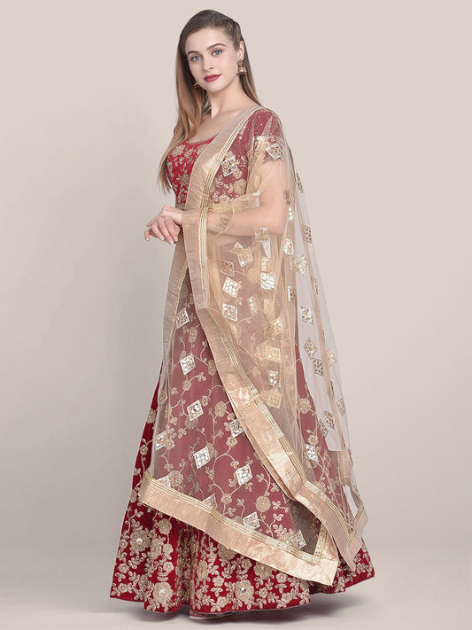 Gold Embellished Net Dupatta freeshipping - Dupatta Bazaar