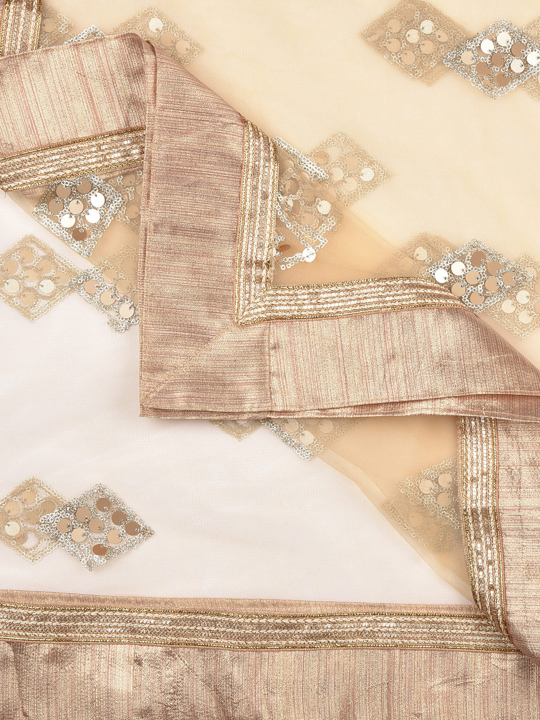Dupatta Bazaar Woman's Gold Embellished Net Dupatta - Dupatta Bazaar