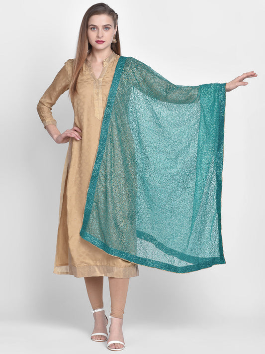 Dupatta Bazaar Woman's Teal Shimmer  Dupatta - Dupatta Bazaar