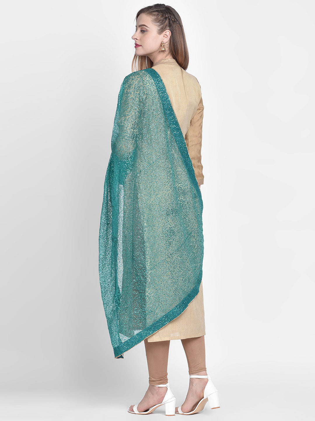 Dupatta Bazaar Woman's Teal Shimmer  Dupatta - Dupatta Bazaar