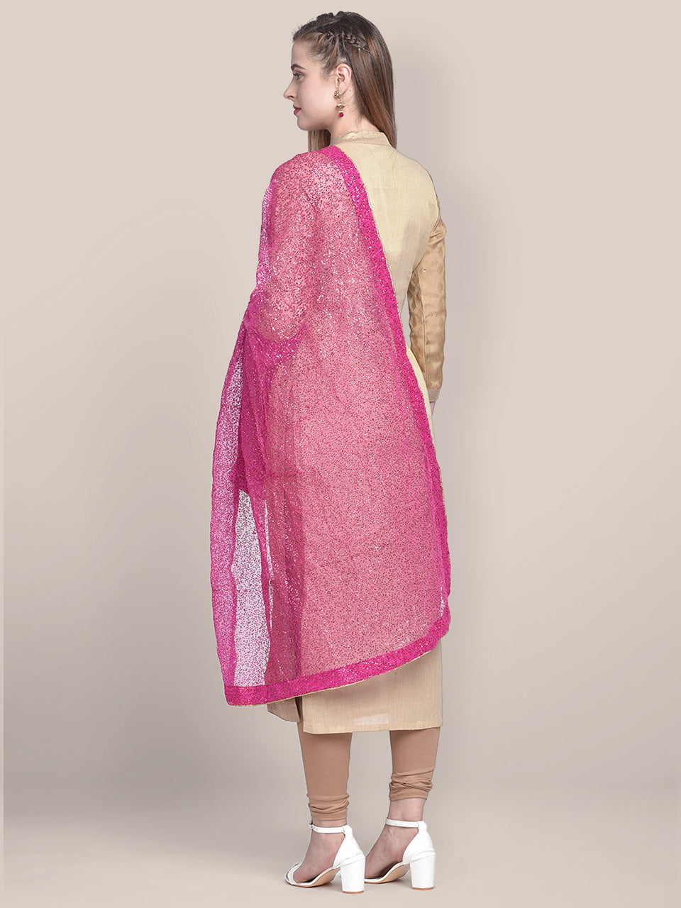 Pink Shimmer  Dupatta freeshipping - Dupatta Bazaar