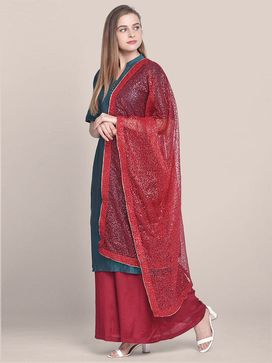 Red Shimmer  Dupatta freeshipping - Dupatta Bazaar