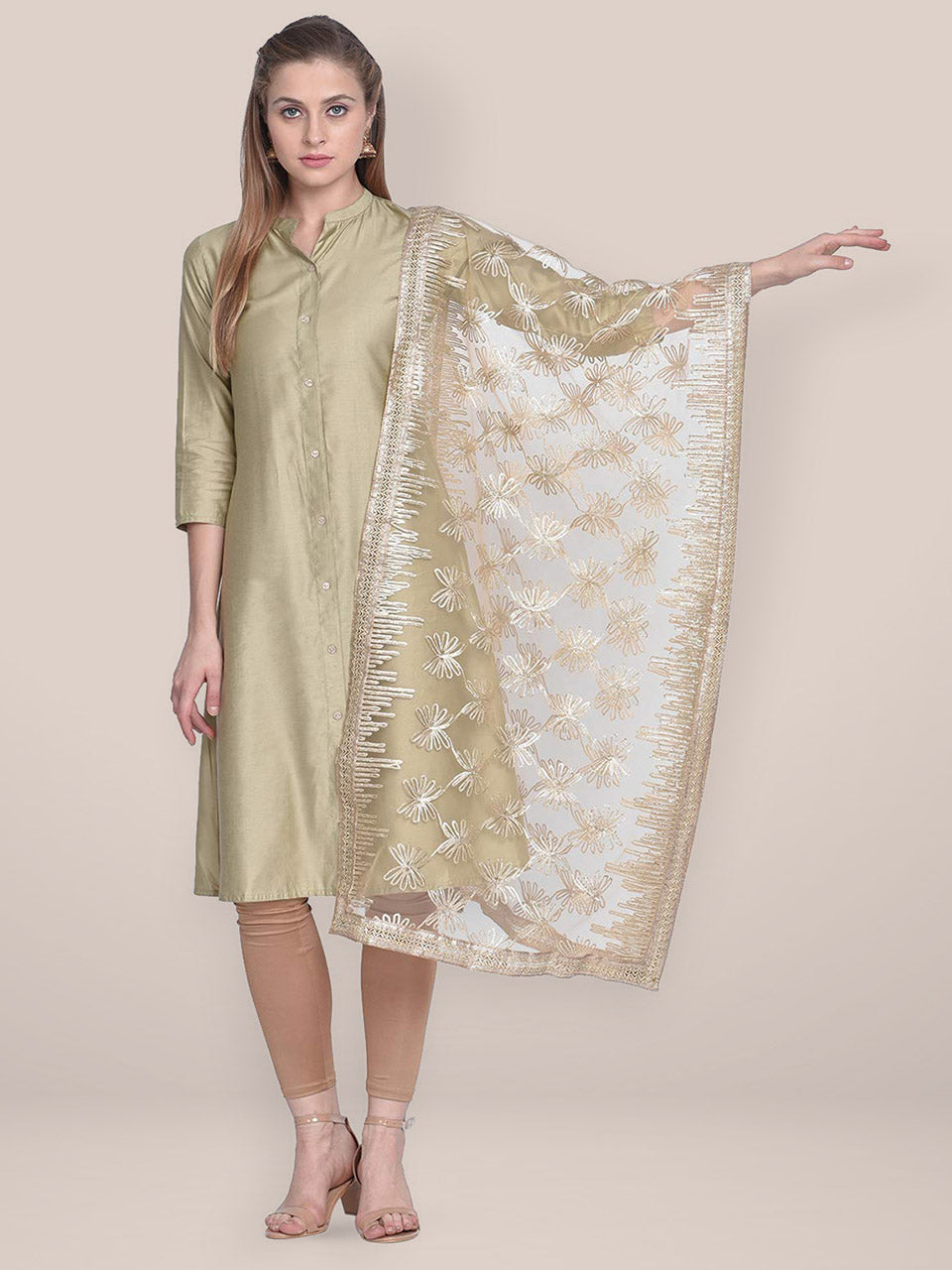 Gold Net Dupatta with Gotta Work. freeshipping - Dupatta Bazaar