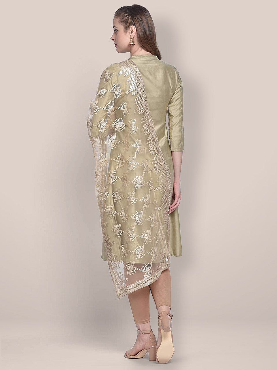 Gold Net Dupatta with Gotta Work. freeshipping - Dupatta Bazaar