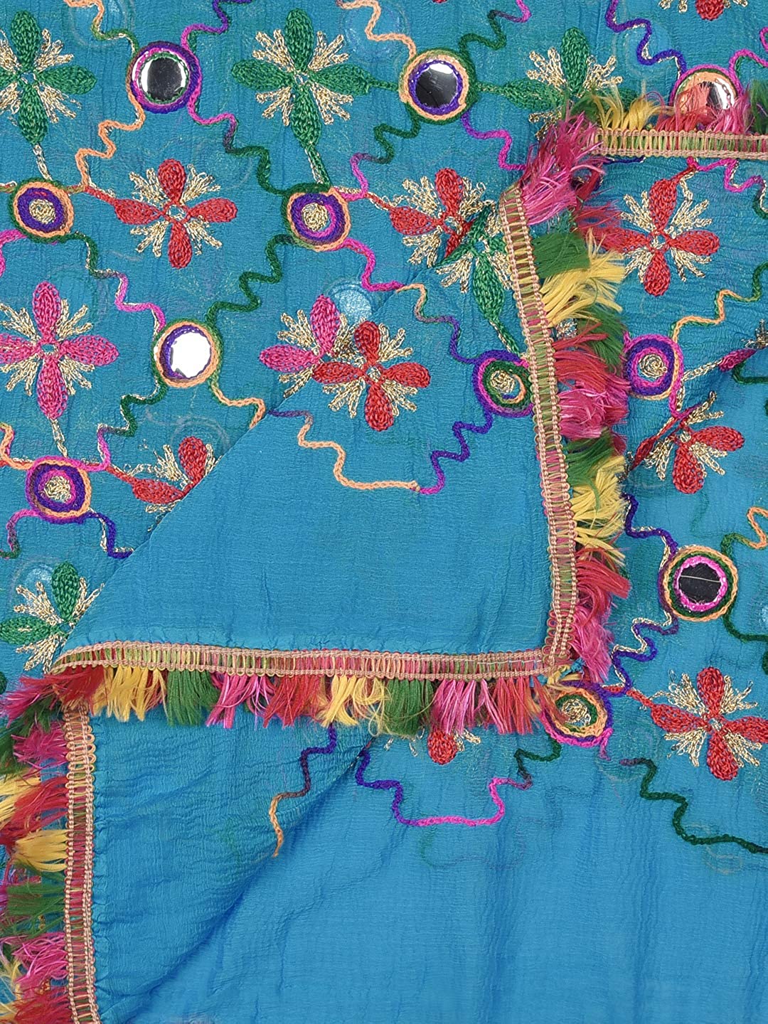 Phulkari Chiffoni Dupatta with Mirror work freeshipping - Dupatta Bazaar