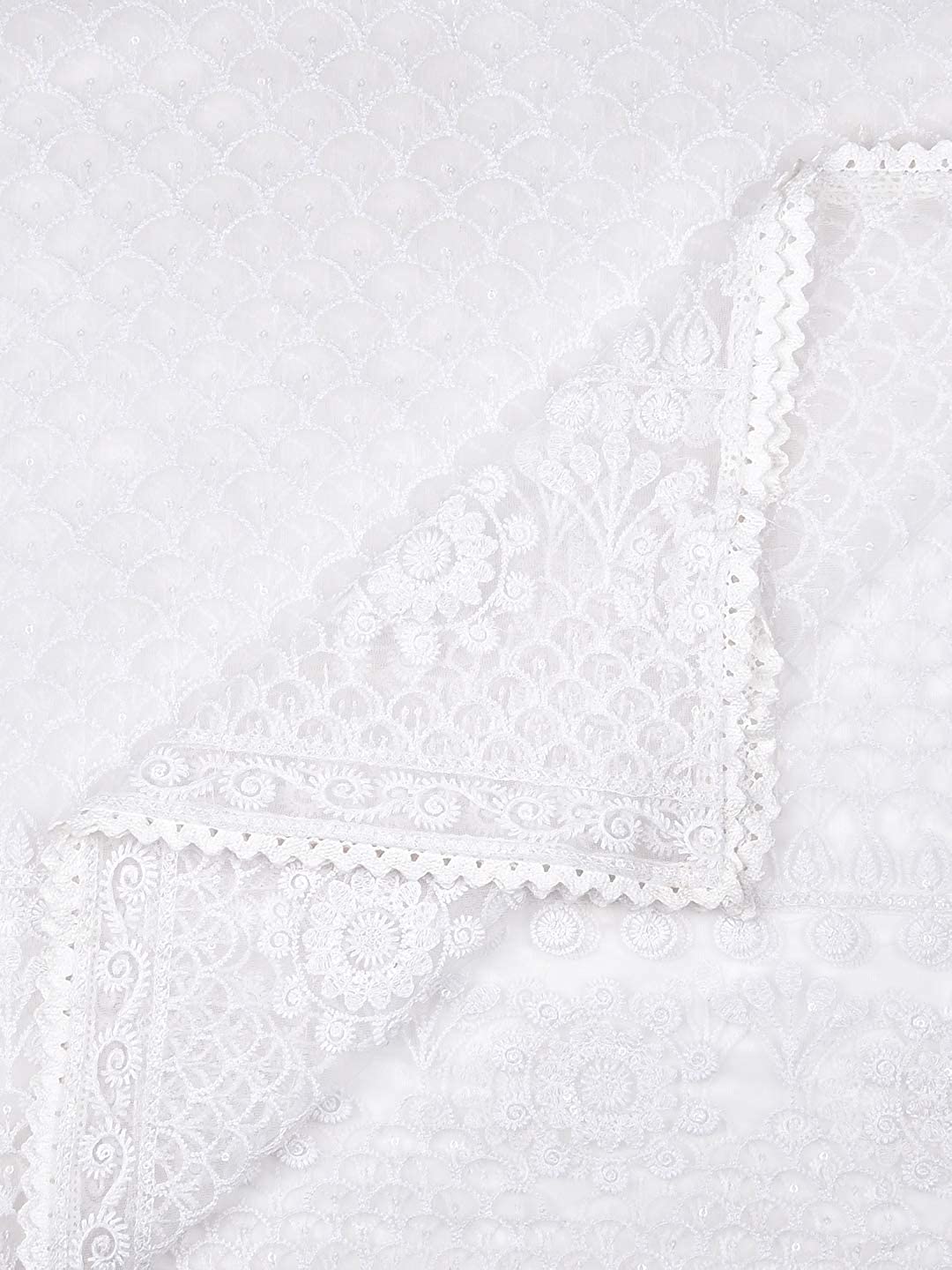 Dupatta Bazaar Woman's Embroidered White Net Dupatta. freeshipping - Dupatta Bazaar