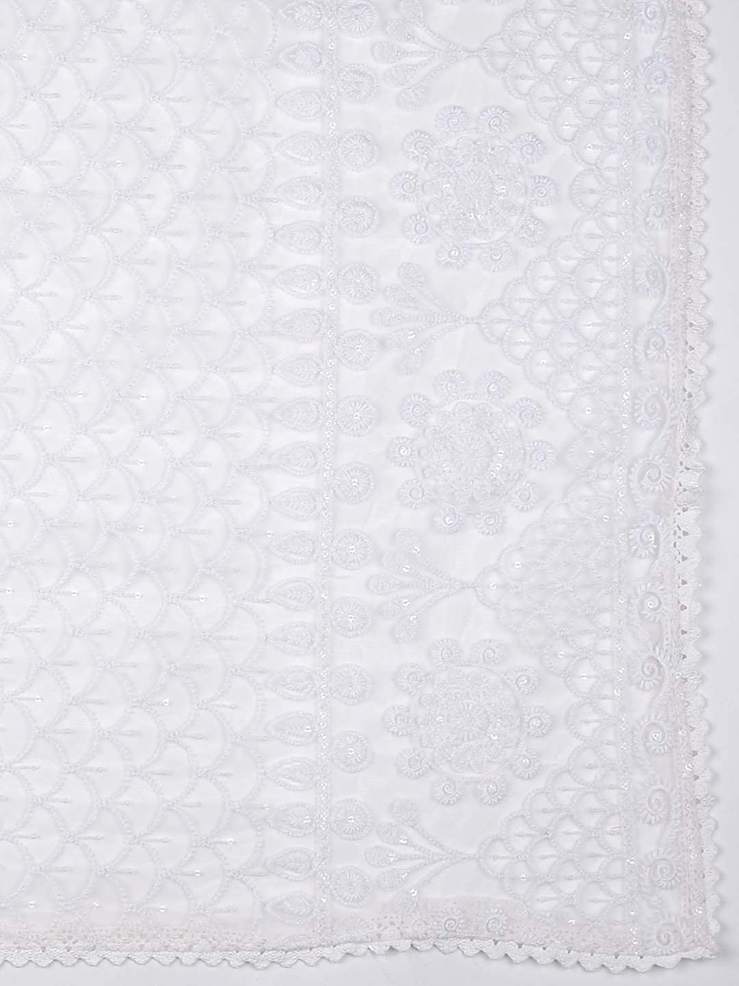 Dupatta Bazaar Woman's Embroidered White Net Dupatta. freeshipping - Dupatta Bazaar