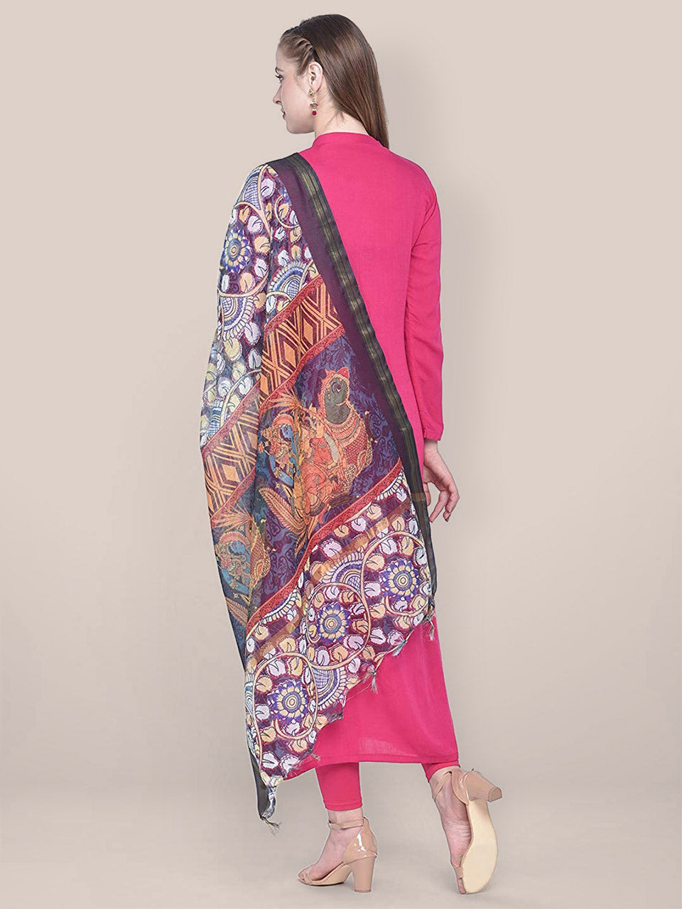 Blue Cotton Silk Digitally Printed Dupatta freeshipping - Dupatta Bazaar