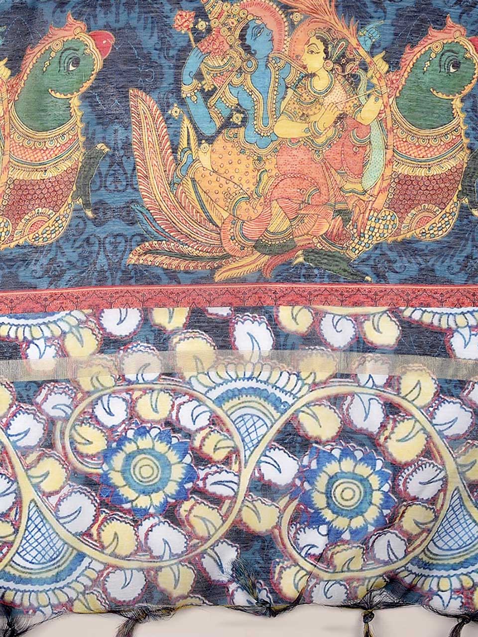 Blue Cotton Silk Digitally Printed Dupatta freeshipping - Dupatta Bazaar