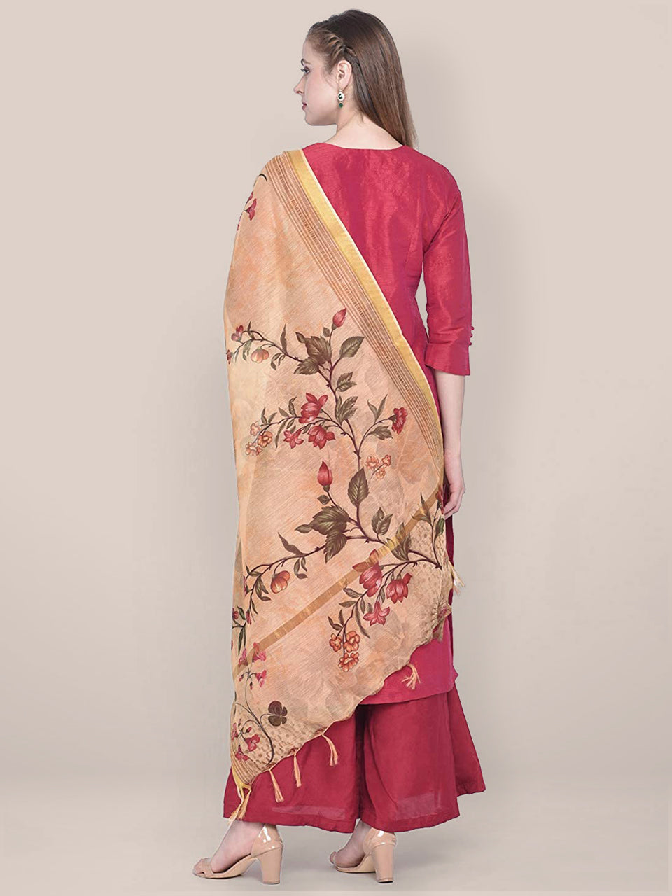 Yellow Cotton Silk Digitally Printed Dupatta freeshipping - Dupatta Bazaar