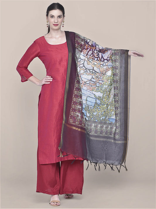 Digital Printed Multicoloured Silk Dupatta freeshipping - Dupatta Bazaar