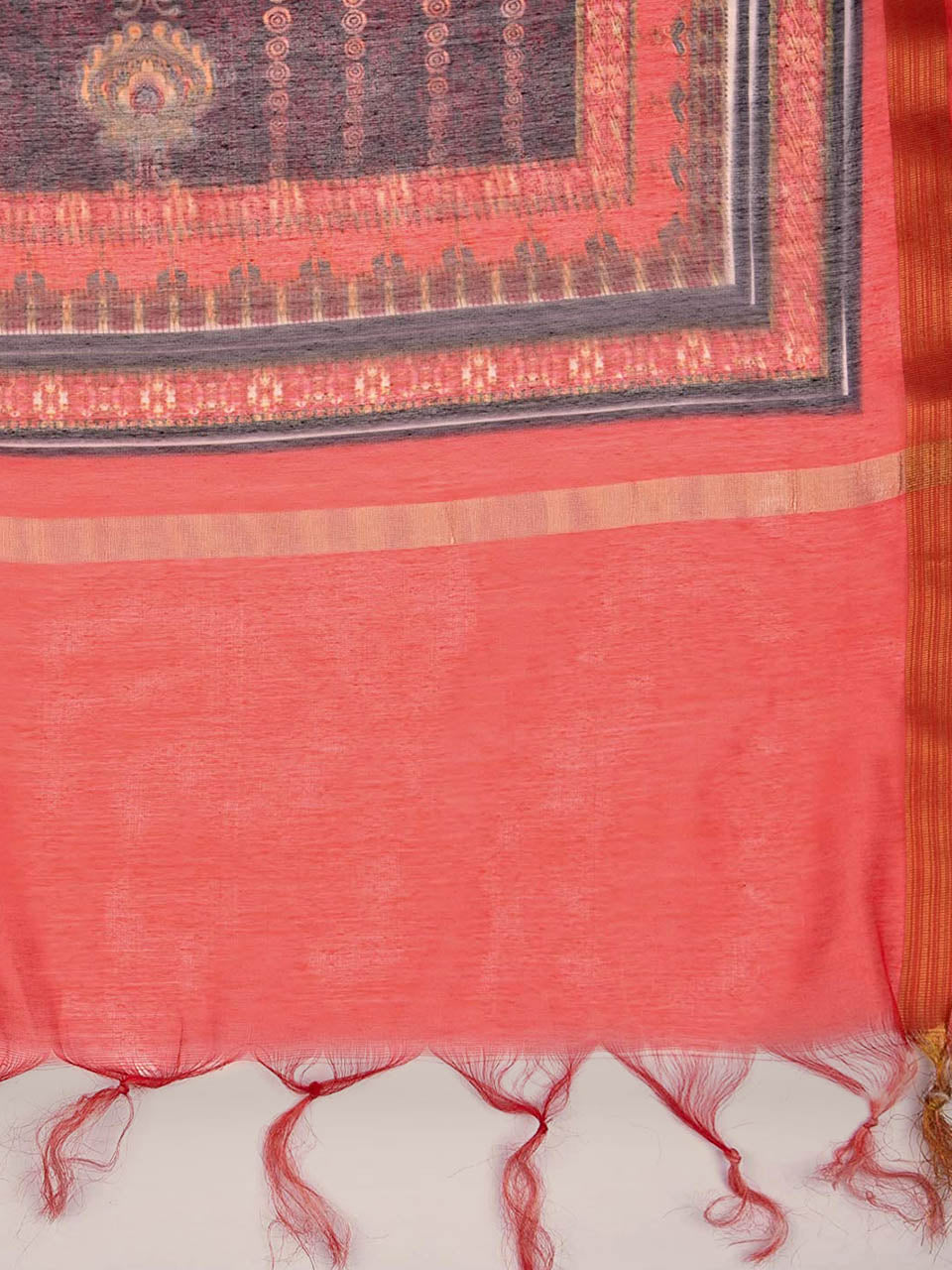 Digital Printed Orange Silk Dupatta freeshipping - Dupatta Bazaar