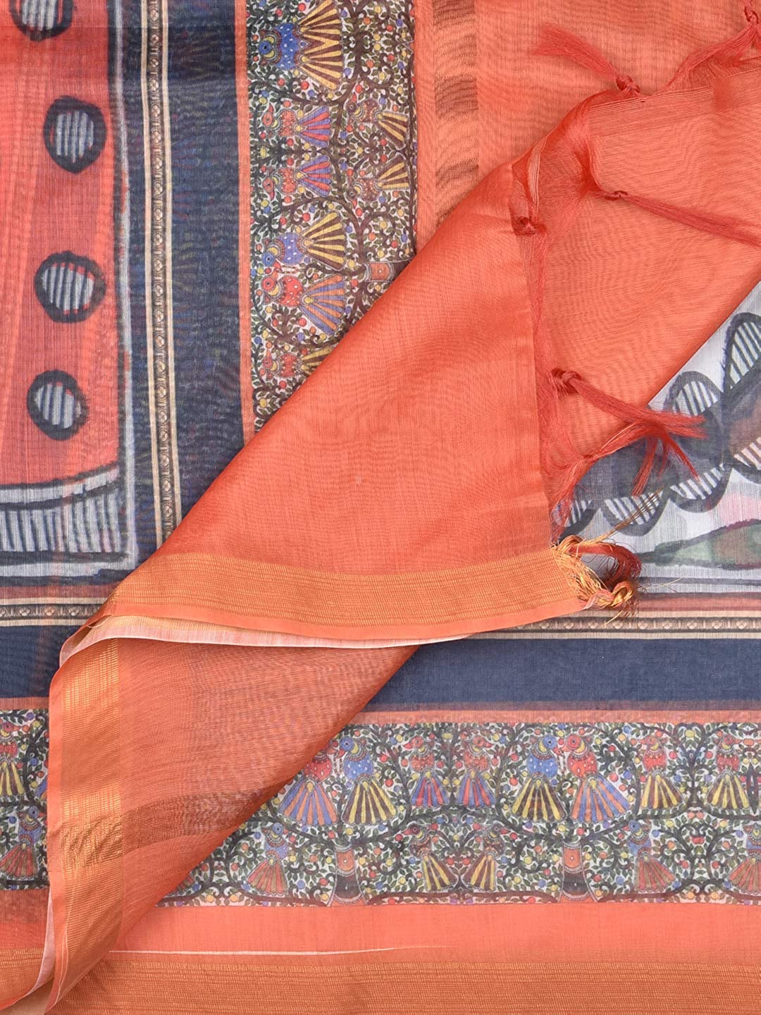Digital Printed Orange Silk Dupatta freeshipping - Dupatta Bazaar