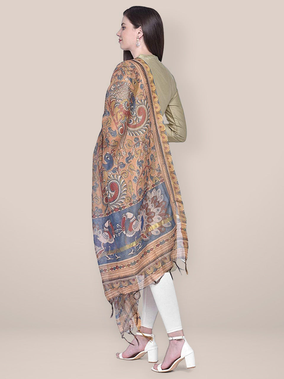 Digital Printed Brown Silk Dupatta freeshipping - Dupatta Bazaar