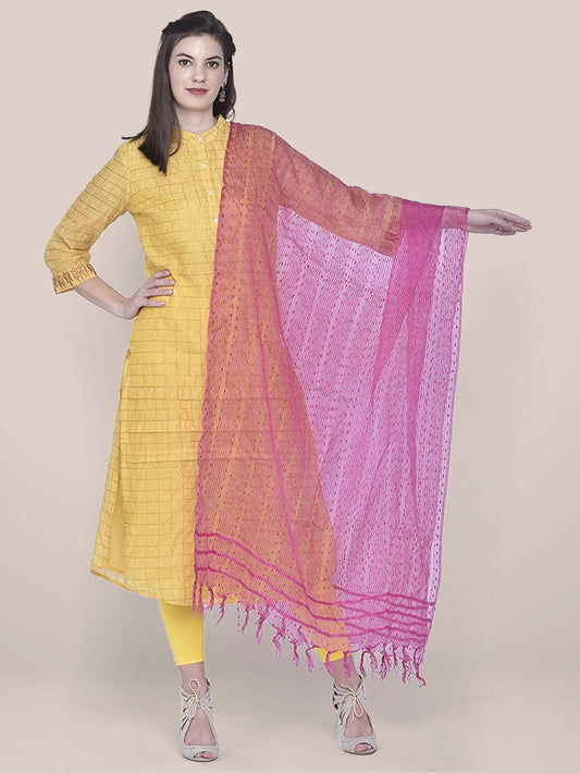 Pink Woven Organza Dupatta freeshipping - Dupatta Bazaar
