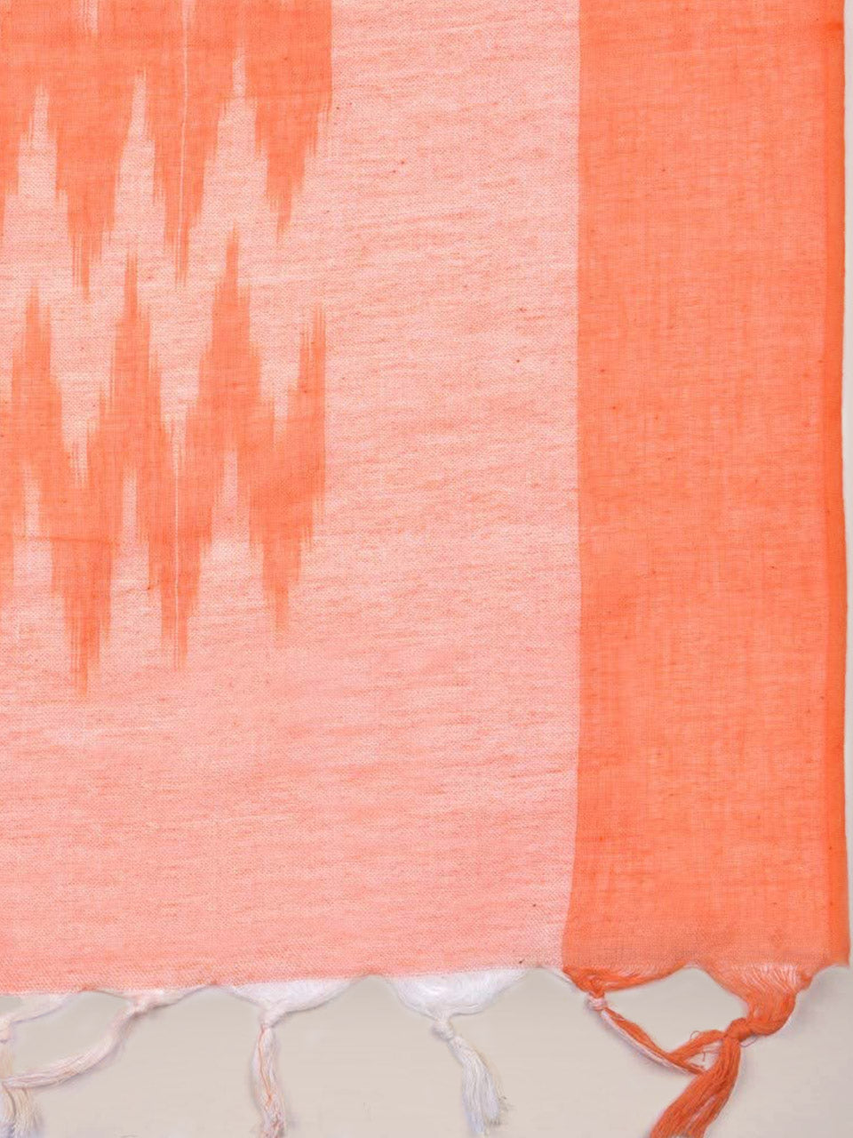 Orange Cotton Ikat Dupatta freeshipping - Dupatta Bazaar