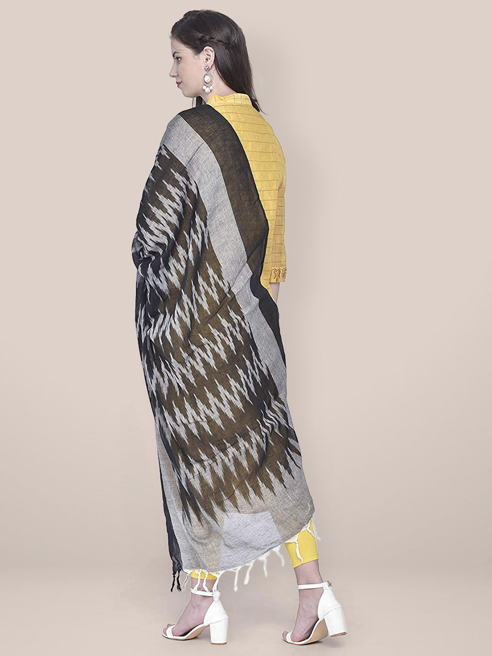 Black Ikat Dupatta freeshipping - Dupatta Bazaar