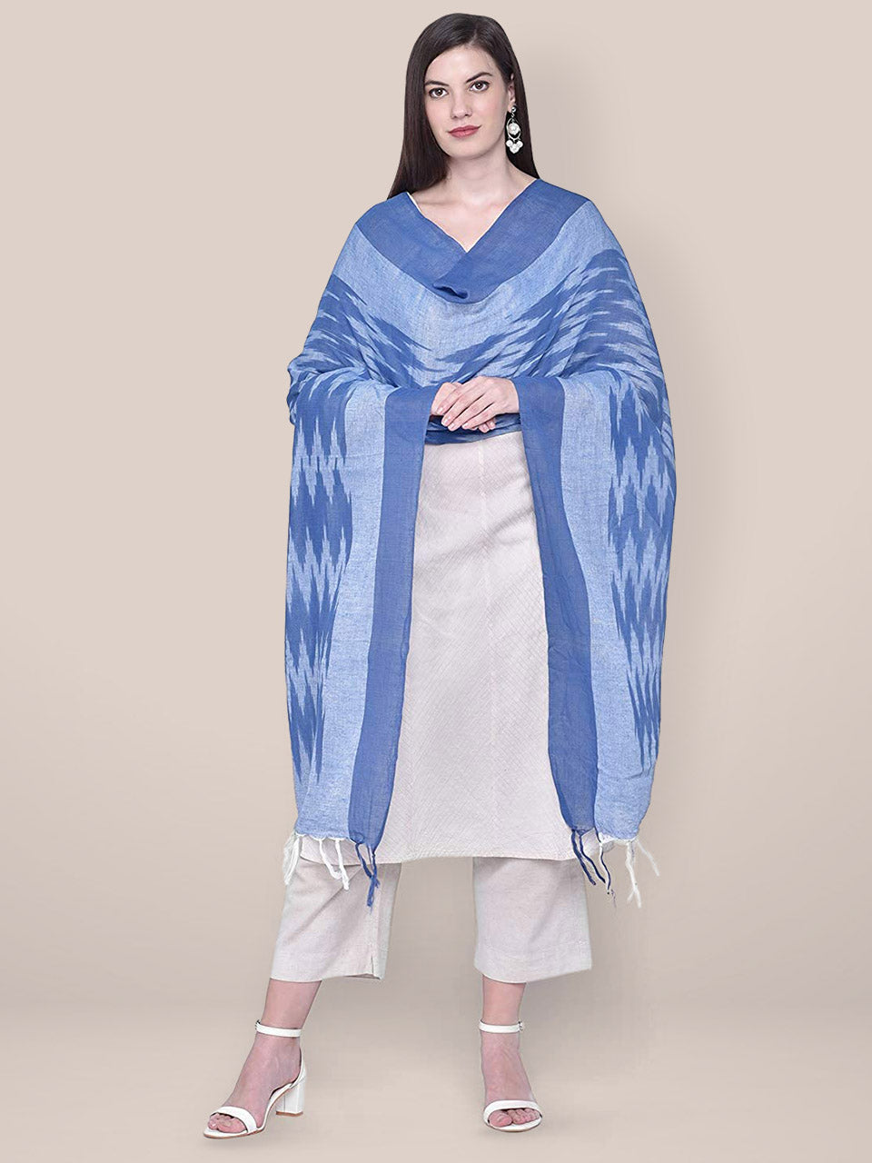 Blue Ikat Dupatta freeshipping - Dupatta Bazaar