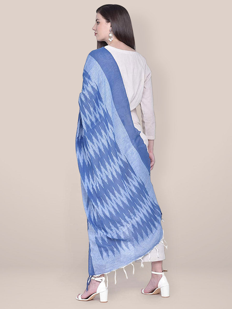 Blue Ikat Dupatta freeshipping - Dupatta Bazaar