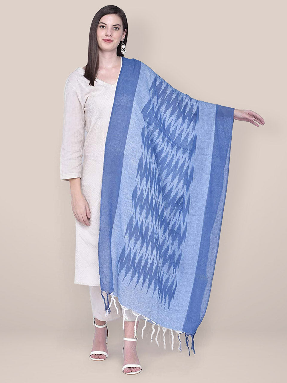 Blue Ikat Dupatta freeshipping - Dupatta Bazaar