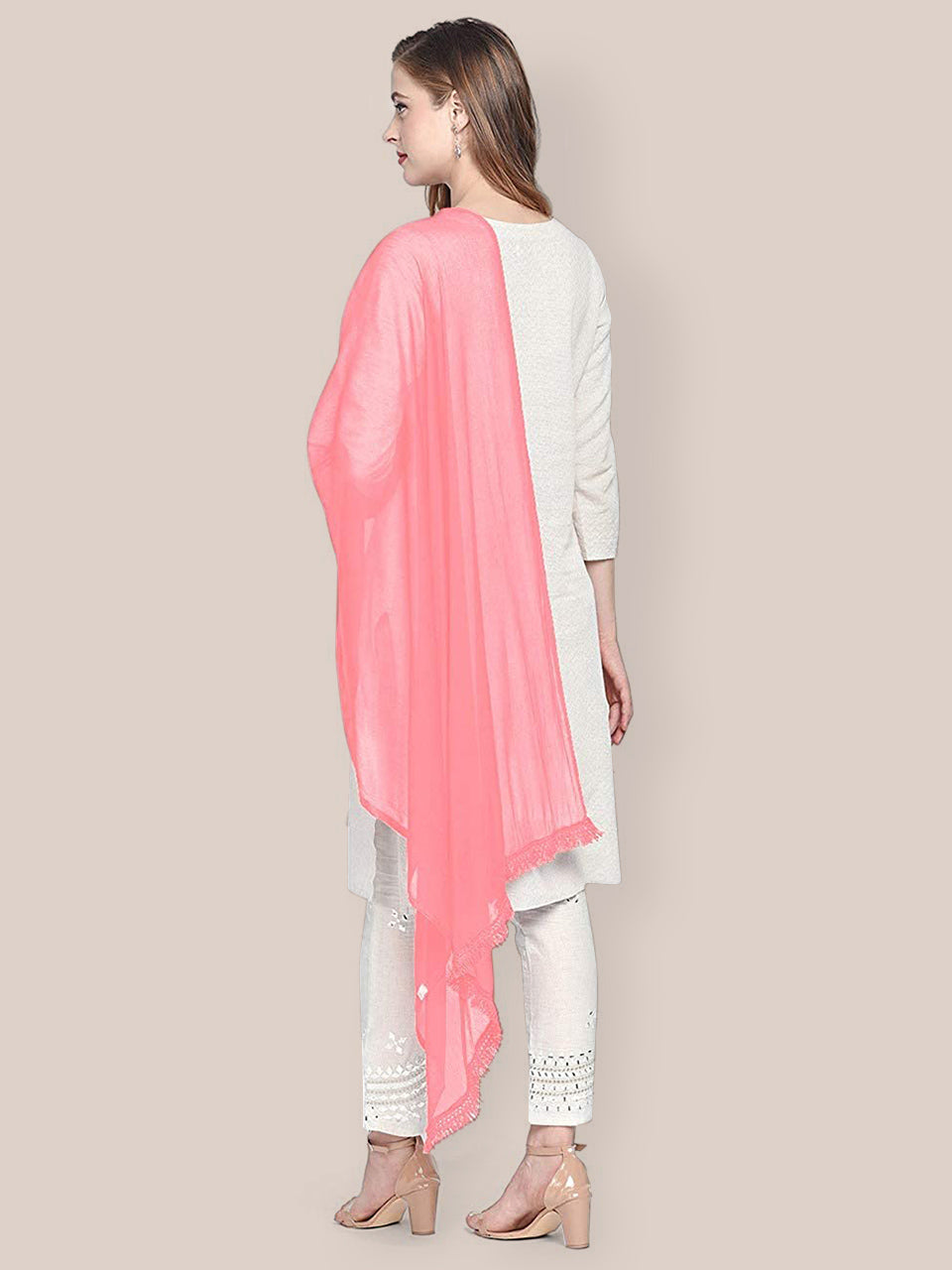 Peach Chiffon Dupatta freeshipping - Dupatta Bazaar