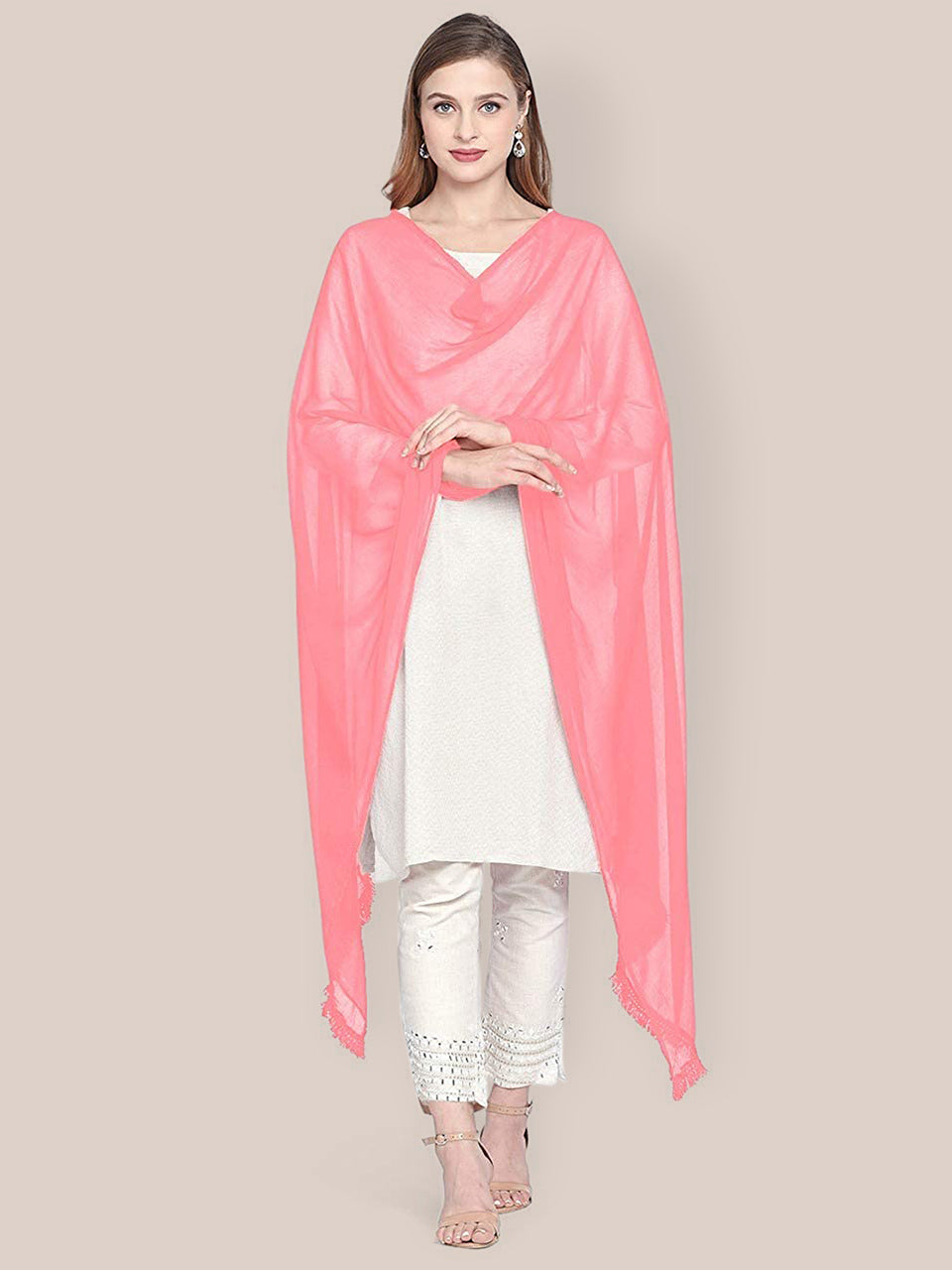 Peach Chiffon Dupatta freeshipping - Dupatta Bazaar