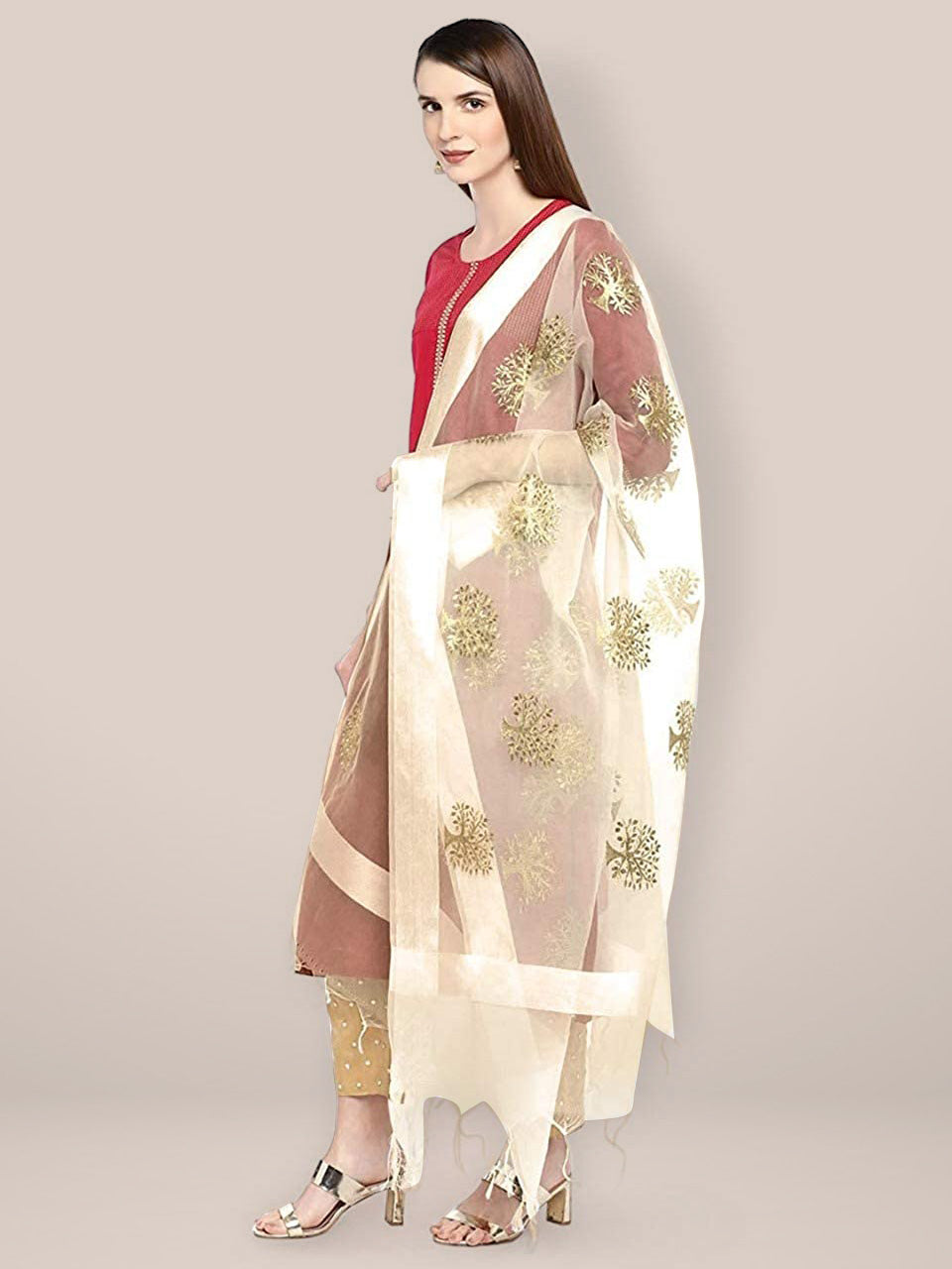 Organza Dupatta Off White. freeshipping - Dupatta Bazaar