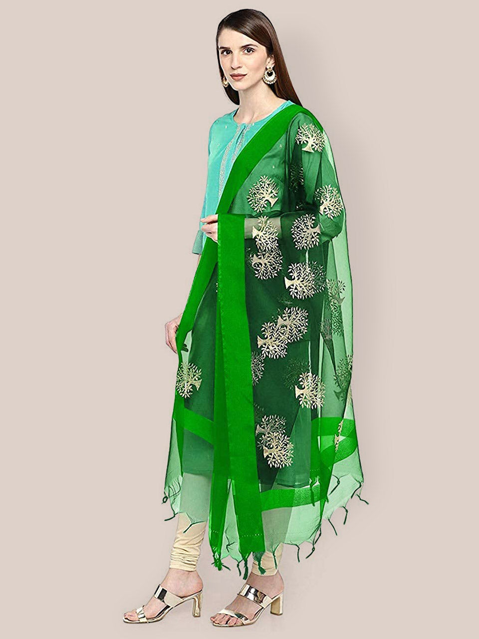 Organza Dupatta Bottle Green. freeshipping - Dupatta Bazaar