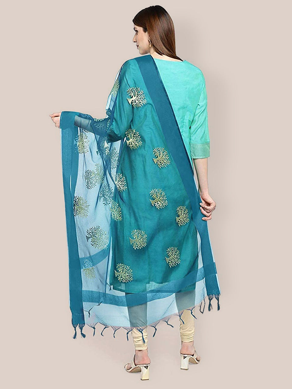 Organza Dupatta Peacock Blue. freeshipping - Dupatta Bazaar
