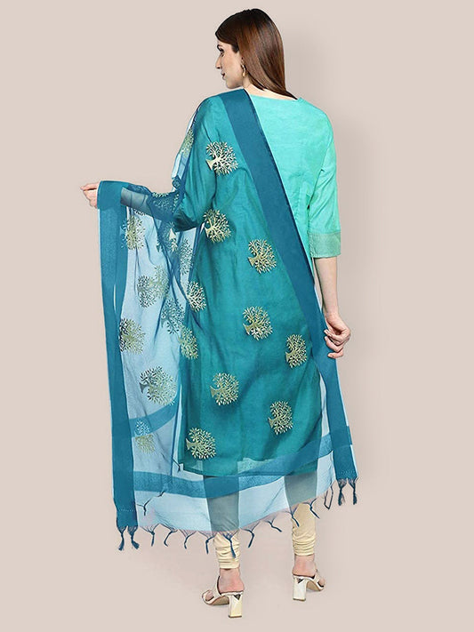 Organza Dupatta Peacock Blue. freeshipping - Dupatta Bazaar