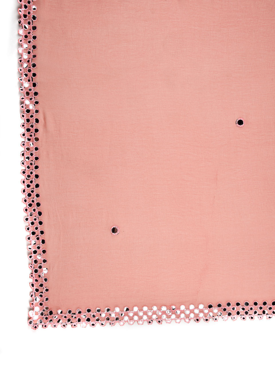 Peach Chiffon Dupatta with Mirror Work. freeshipping - Dupatta Bazaar