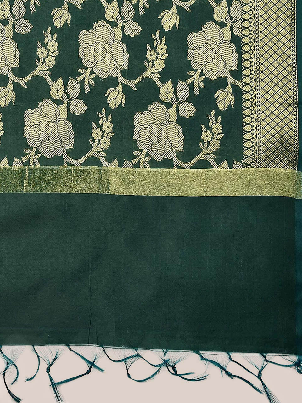 Banarasi Green Silk Dupatta with Floral Jaal freeshipping - Dupatta Bazaar