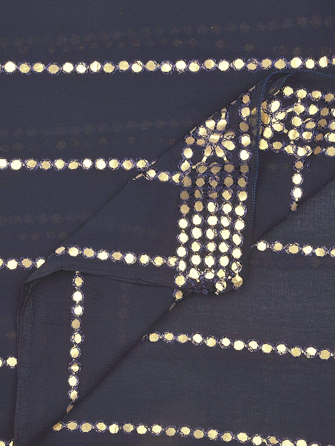 Navy Blue Chiffon Dupatta with Gotta Patti Work. freeshipping - Dupatta Bazaar