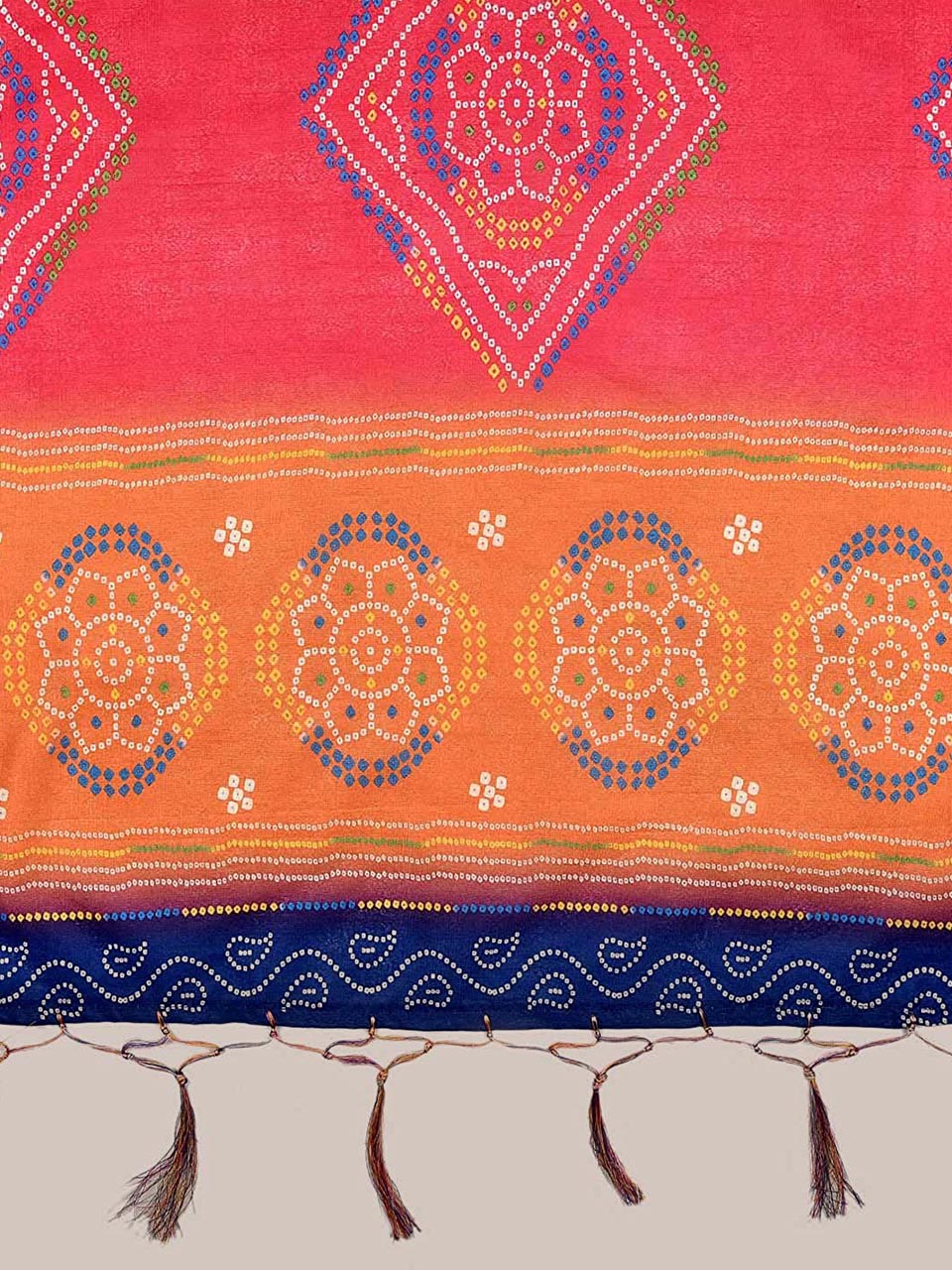 Bandhini Printed Multicloured Art Silk Dupatta freeshipping - Dupatta Bazaar