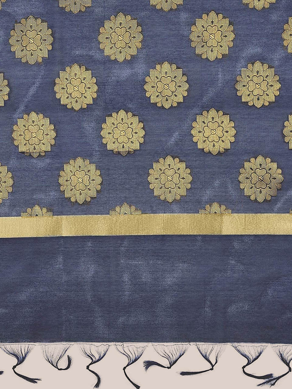 Navy Blue Banarasi Silk Dupatta. freeshipping - Dupatta Bazaar