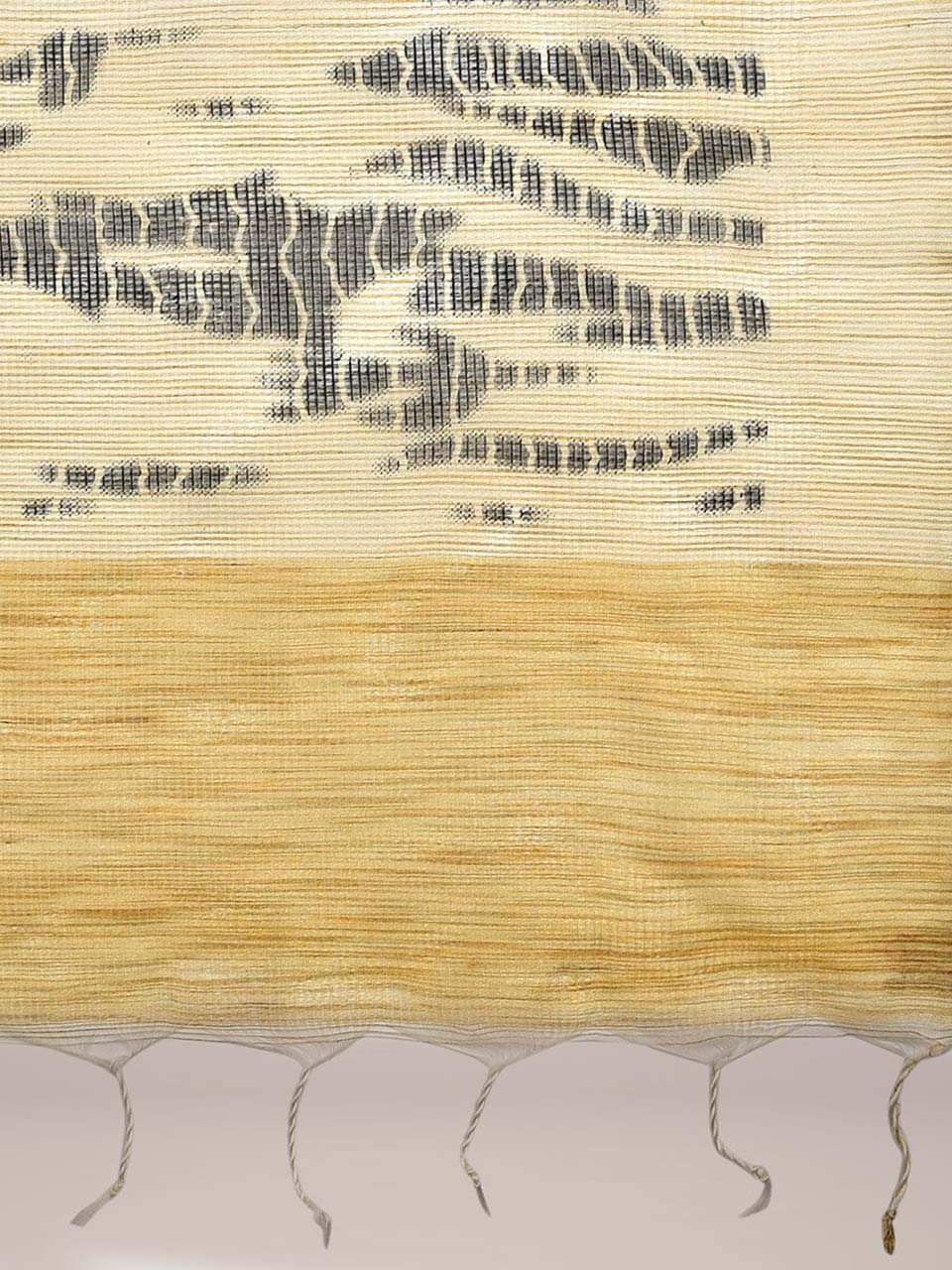 Printed Beige & Black Silk Dupatta. freeshipping - Dupatta Bazaar