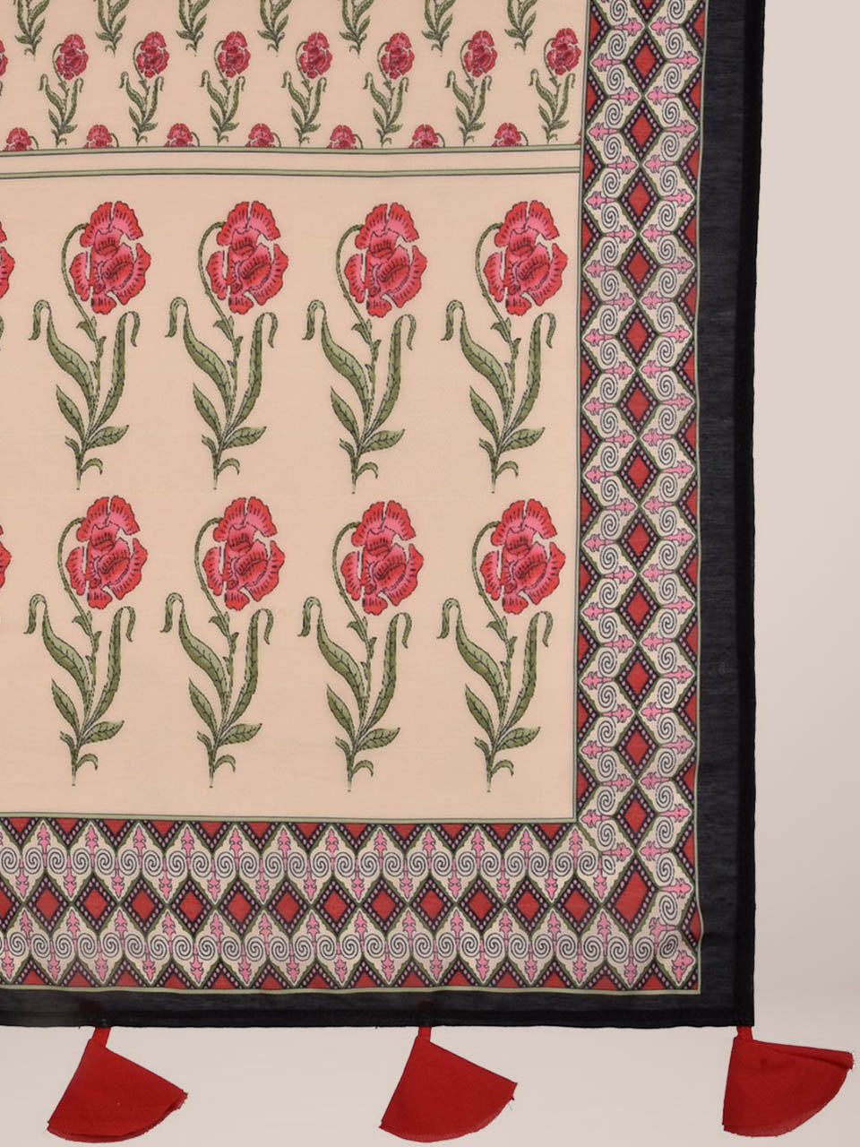 Beige & Pink Floral Printed Blended Silk Dupatta. freeshipping - Dupatta Bazaar