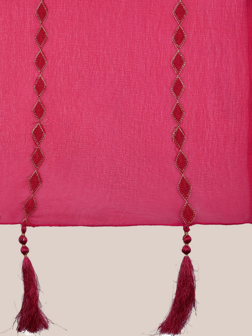 Embroidered Pink Chiffon Dupatta. freeshipping - Dupatta Bazaar