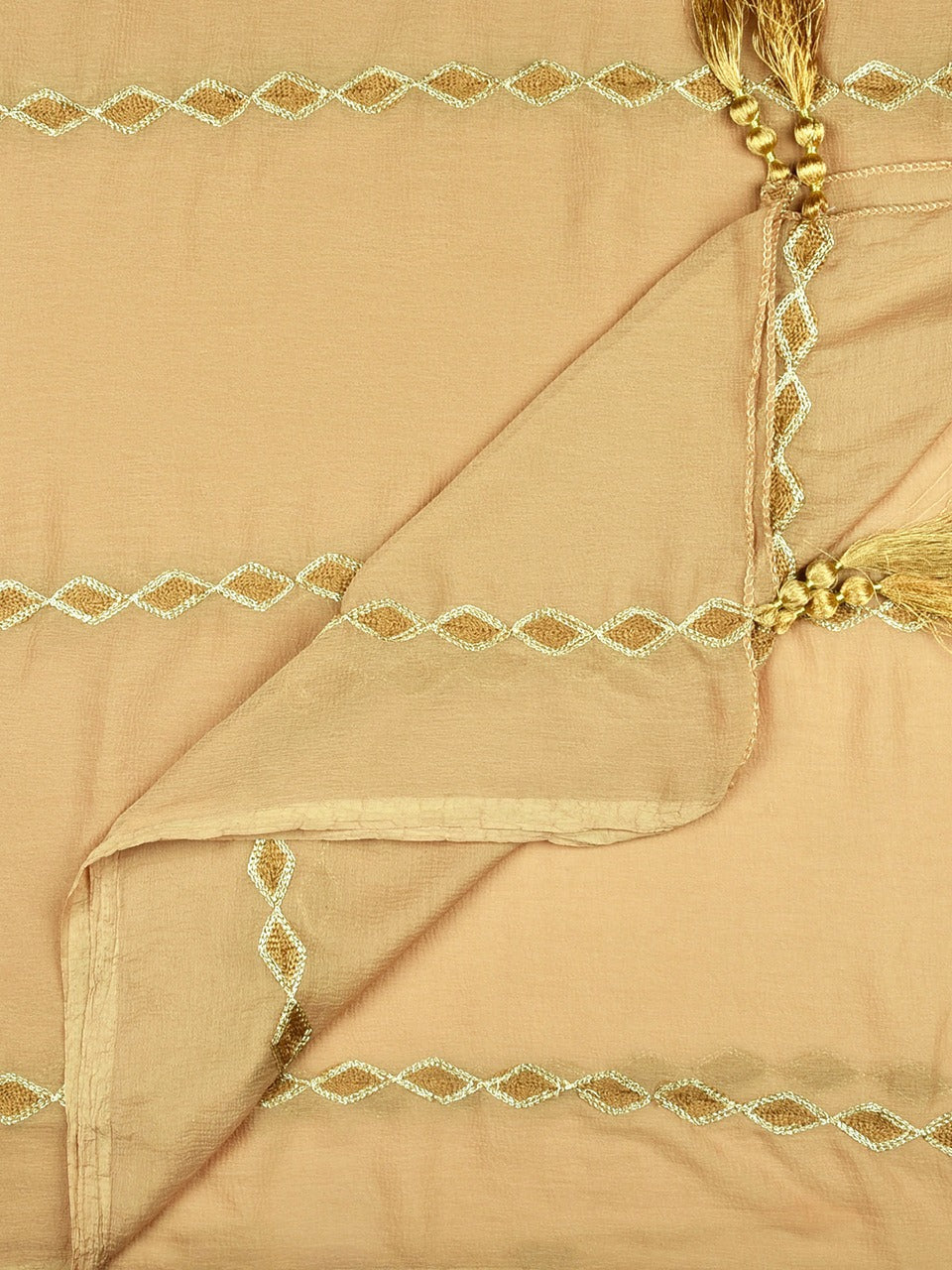 Embroidered Beige Chiffon Dupatta. freeshipping - Dupatta Bazaar