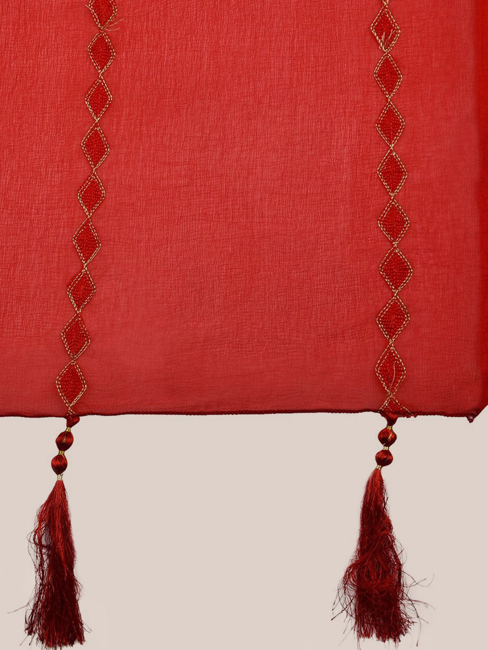 Embroidered Red Chiffon Dupatta. freeshipping - Dupatta Bazaar
